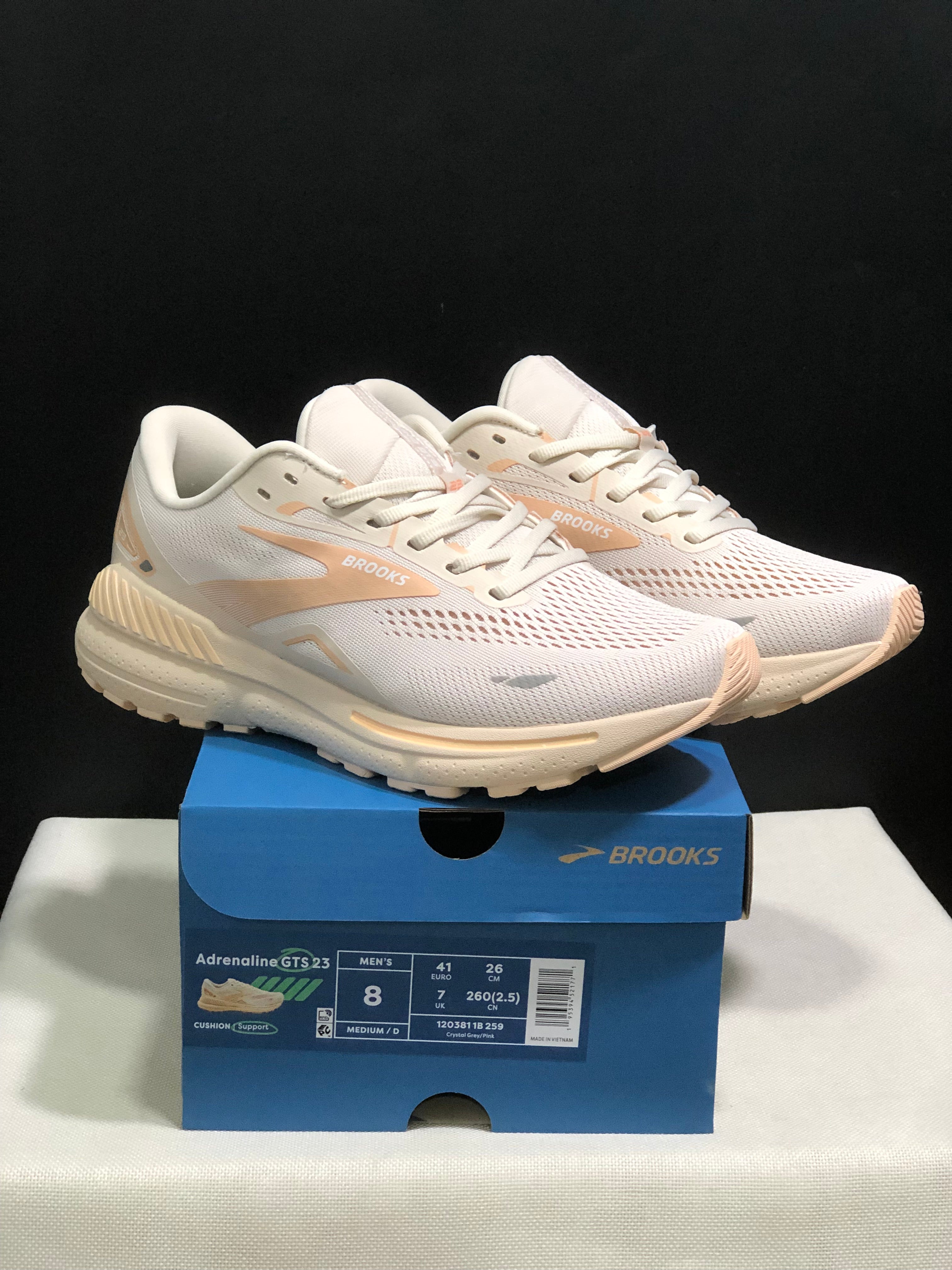 Brooks Adrenaline GTS 23 Shock-absorbing Wear-resistant Low-top Running Shoes Crystal Grey/Pink