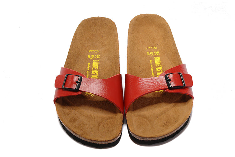 Birkenstock Madrid Red Single Strap Slide Matte Leather Sandals