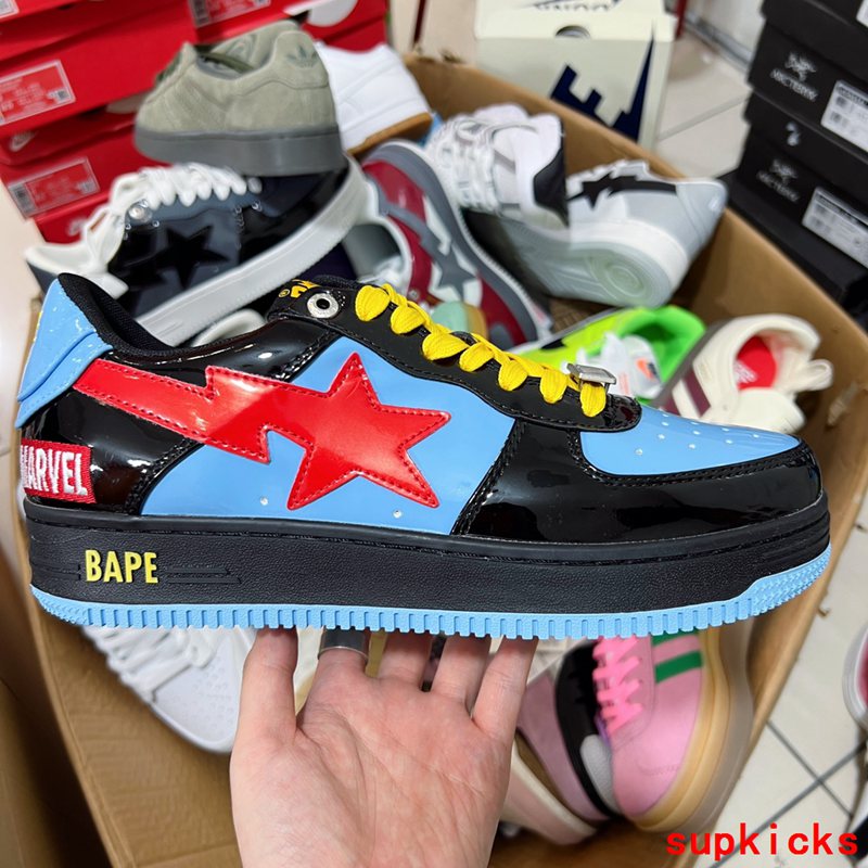 A Bathing Ape Bape Sta Marvel Comics Black Patent Leather