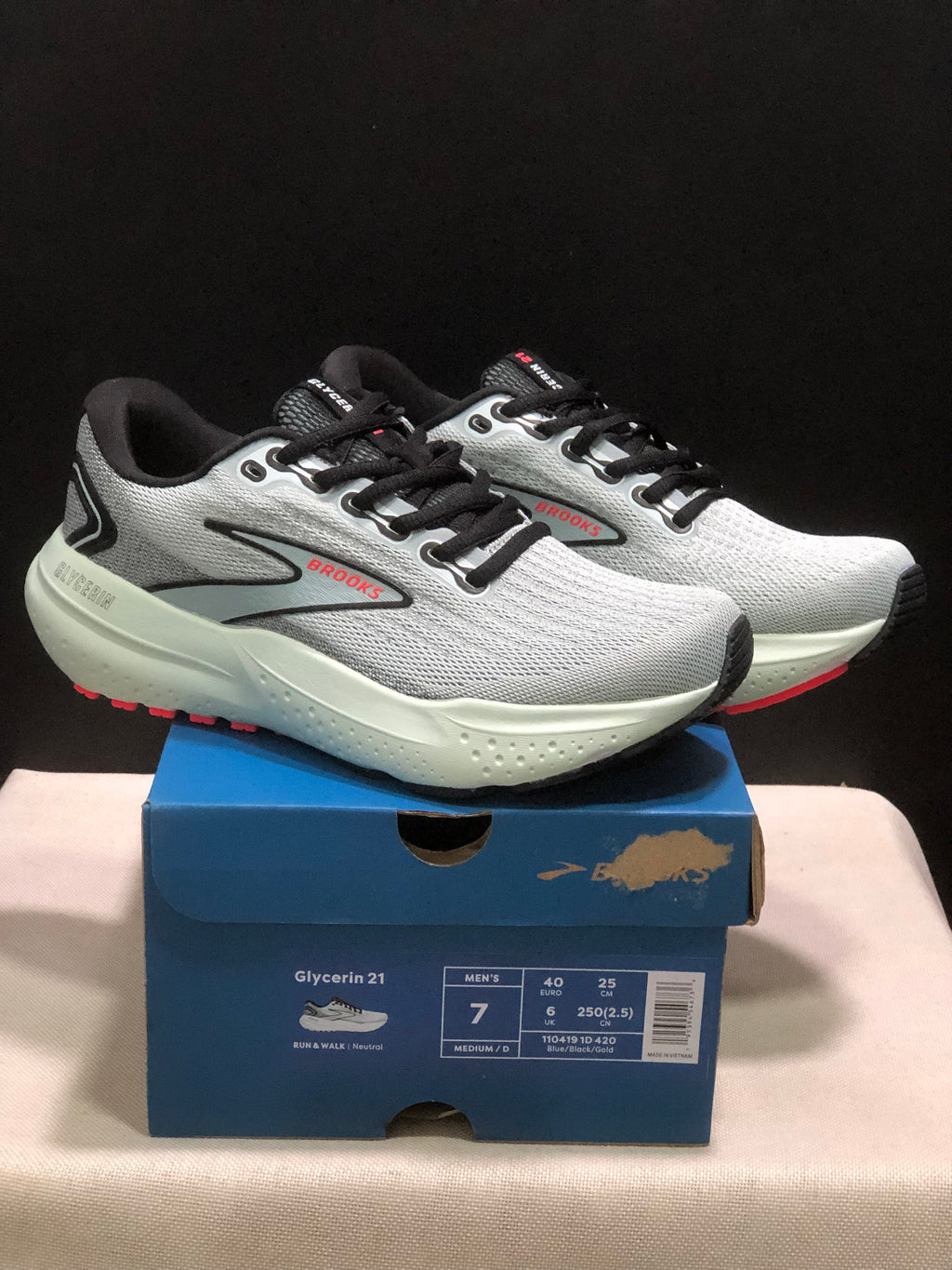 Brooks Glycerin 21 Low-top Casual Running Shoes Blue/Black/Red