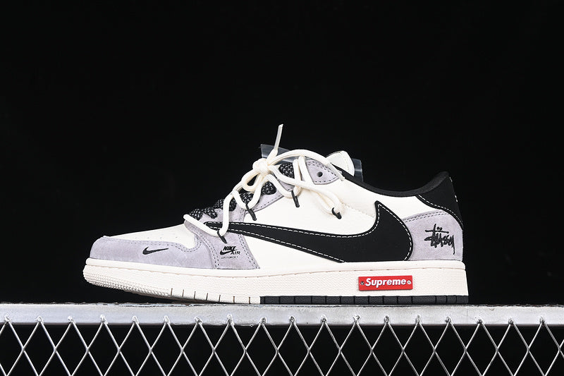 Travis Scott Fragment Design Nike Air Jordan 1 Low OG SP Grey White Black Sneakers