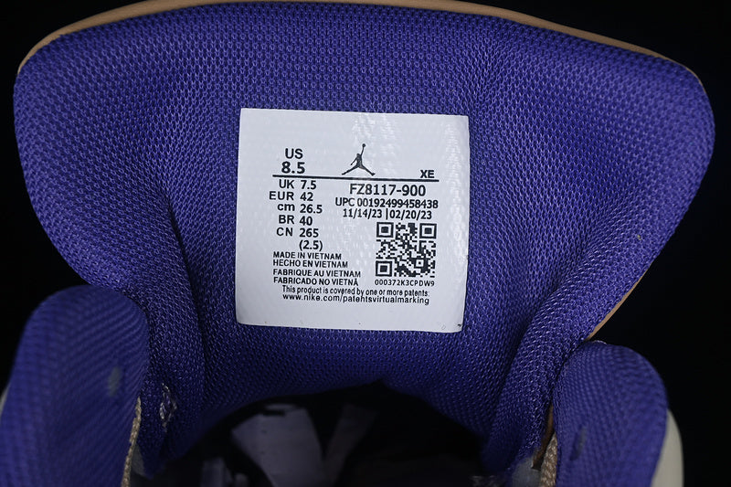 Travis Scott Nike Air Jordan Cut The Check Purple khaki Brown Sneakers