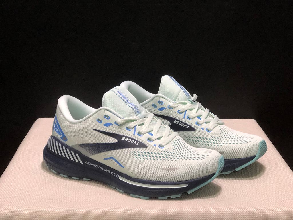 Brooks Adrenaline GTS 23 Shock-absorbing Wear-resistant Low-top Running Shoes White/Blue