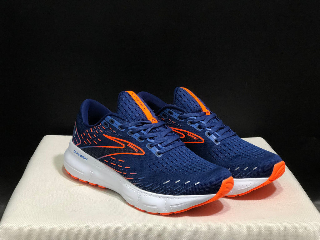 Brooks Glycerin GTS 20 Shock-absorbing Wear-resistant Running Shoes Navy/Orange