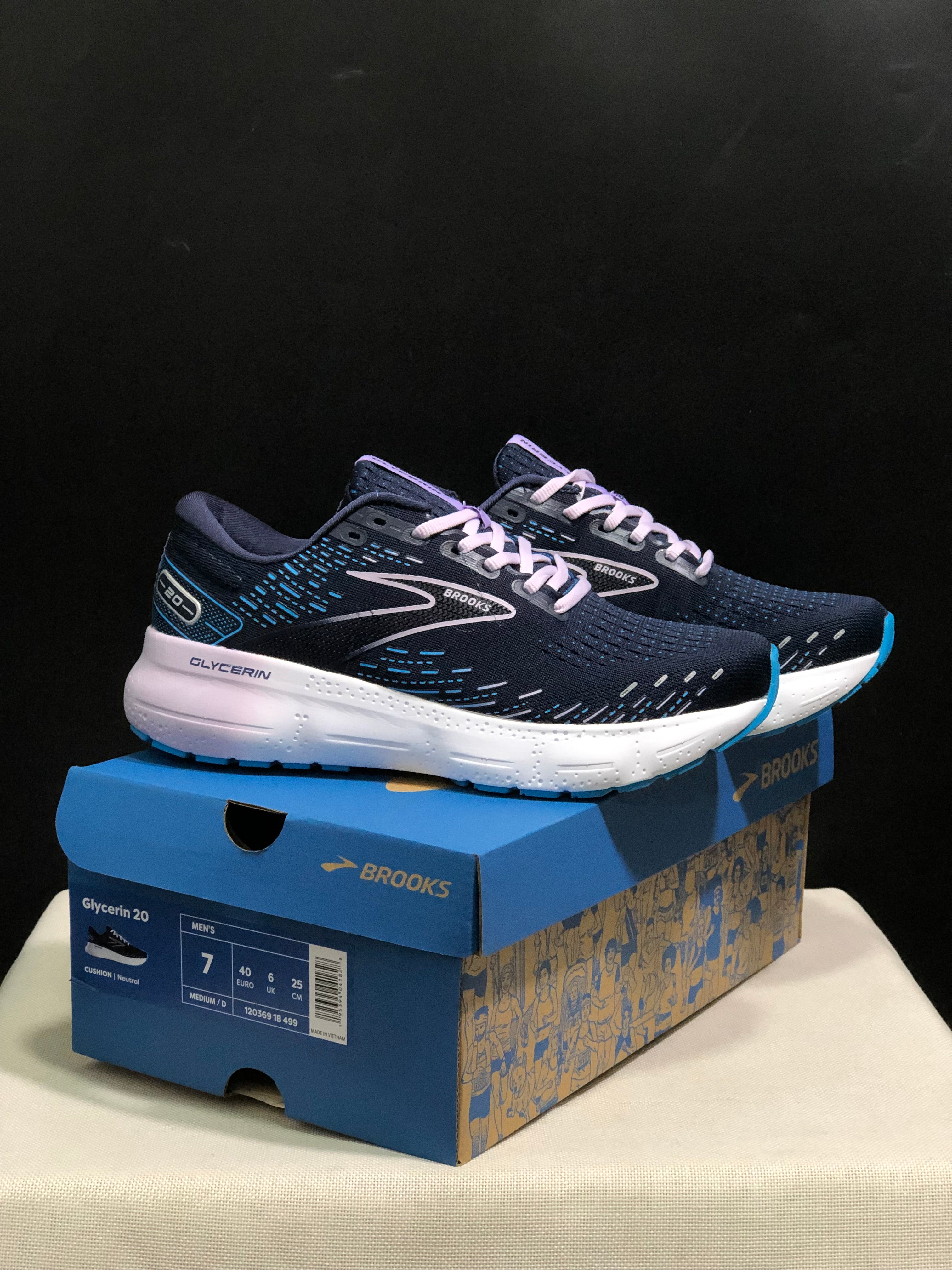 Brooks Glycerin GTS 20 Shock-absorbing Wear-resistant Running Shoes Dark Blue