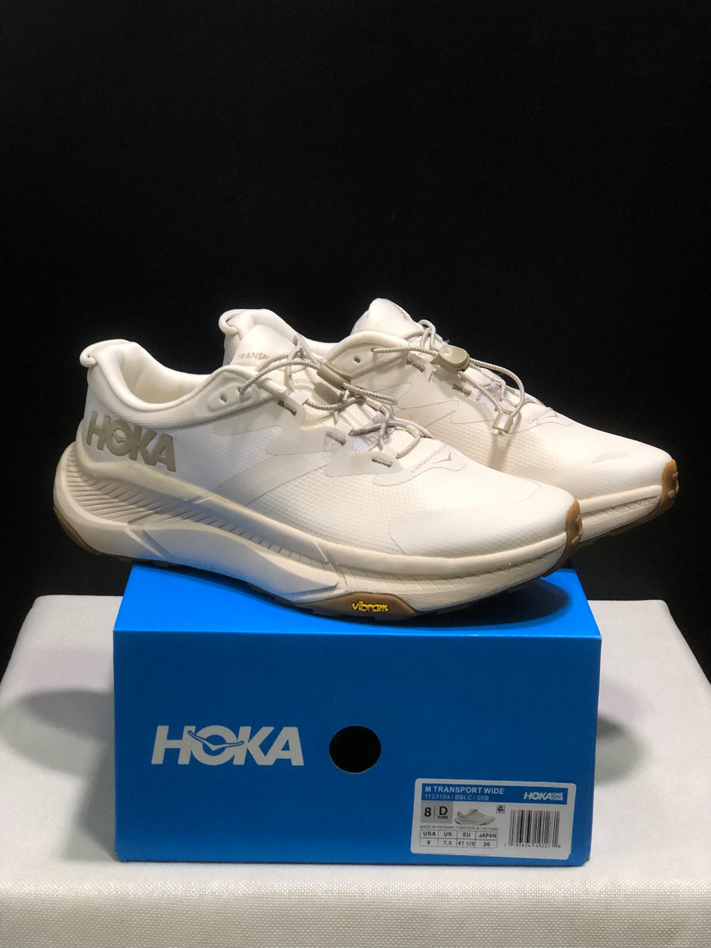 Hoka One One Transport Drawstring Low-top Running Shoes Sneakers Cream
