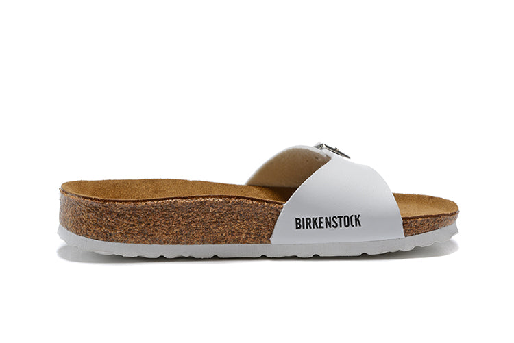 Birkenstock Madrid White Single-Snap Comfort Leather Sandals