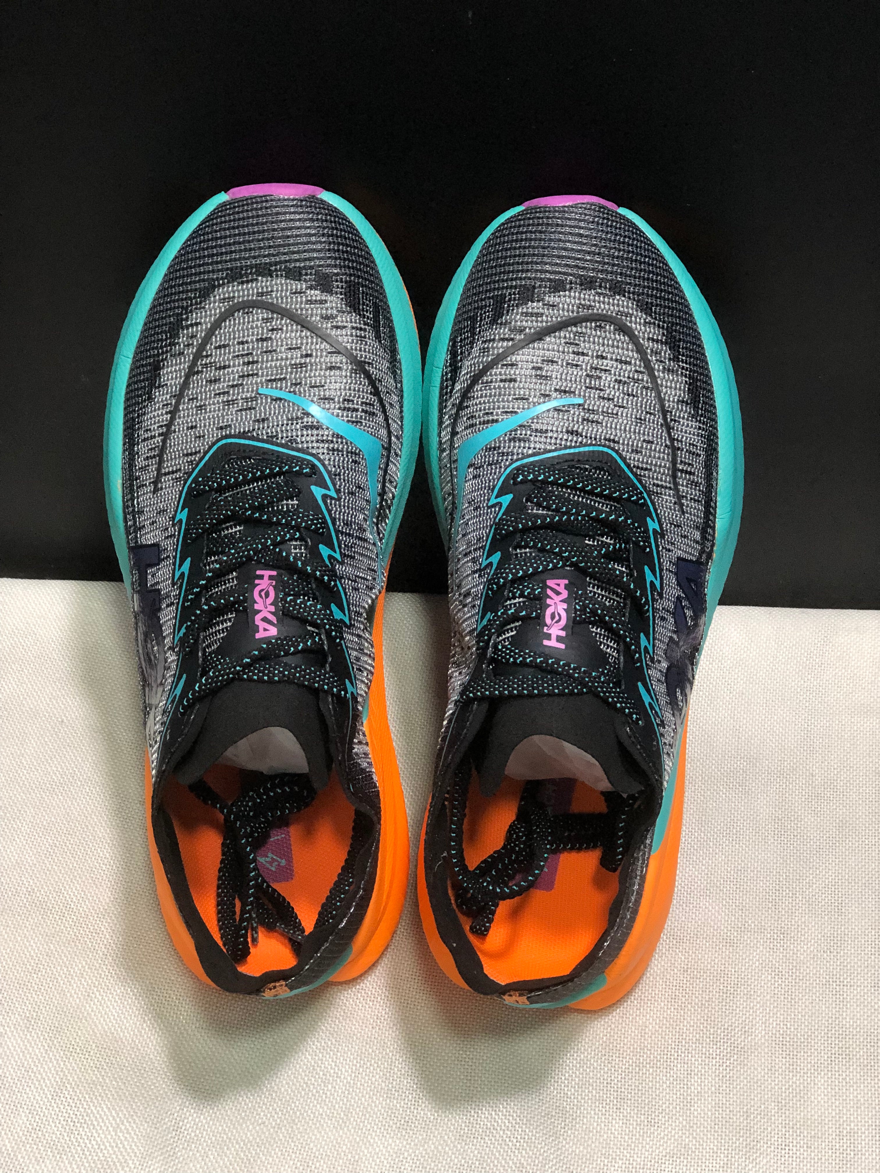 Hoka One One Mach X 2 Anti-slip Low-top Running Shoes Black/Green/Orange