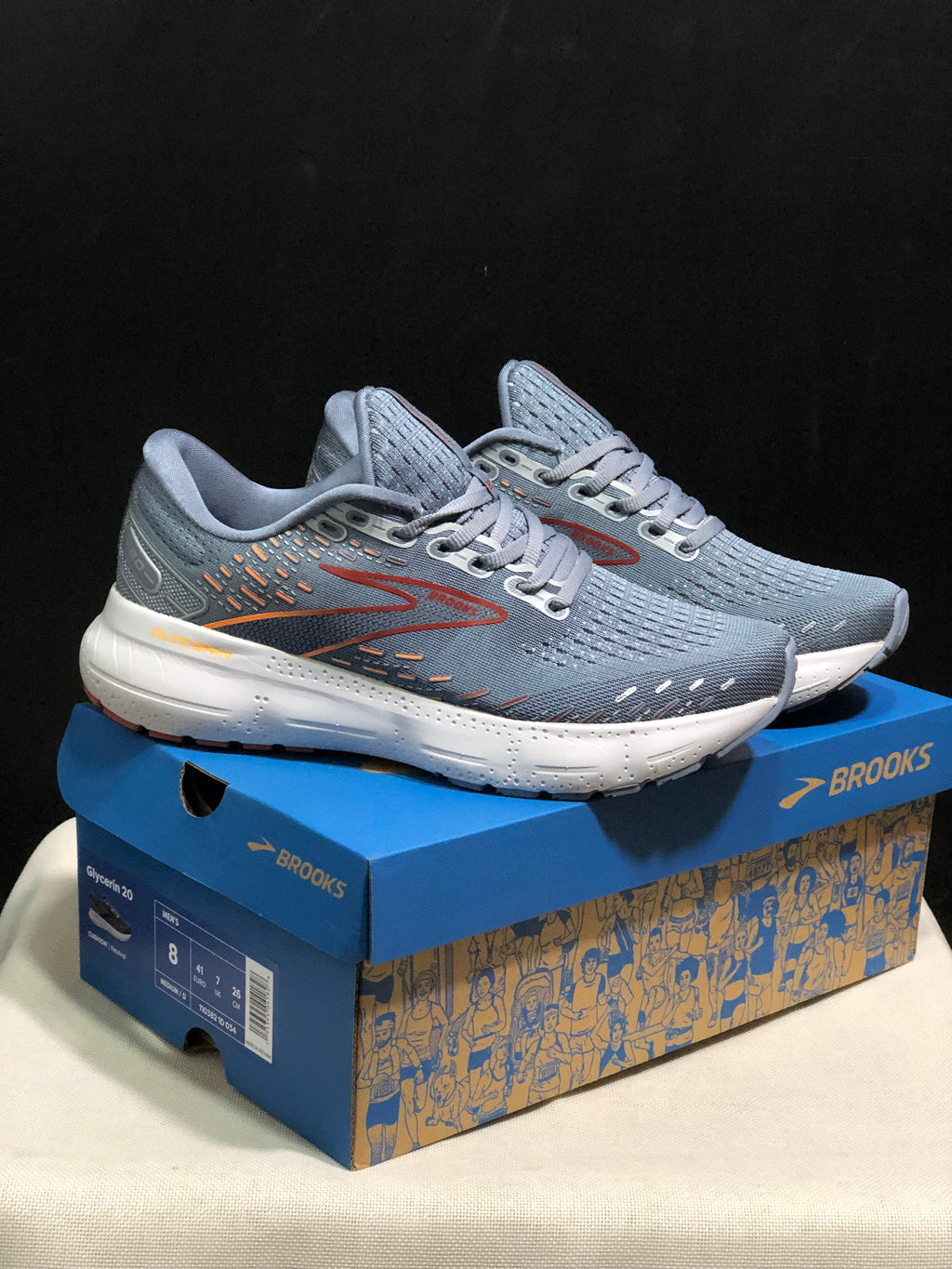 Brooks Glycerin GTS 20 Shock-absorbing Wear-resistant Running Shoes Blue Grey