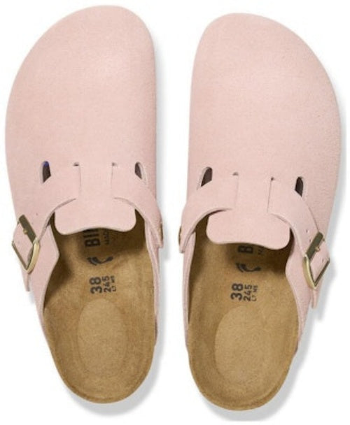 Birkenstock Boston Light Rose Pink Suede Leather Narrow Fit 1026171 Fashion Slippers