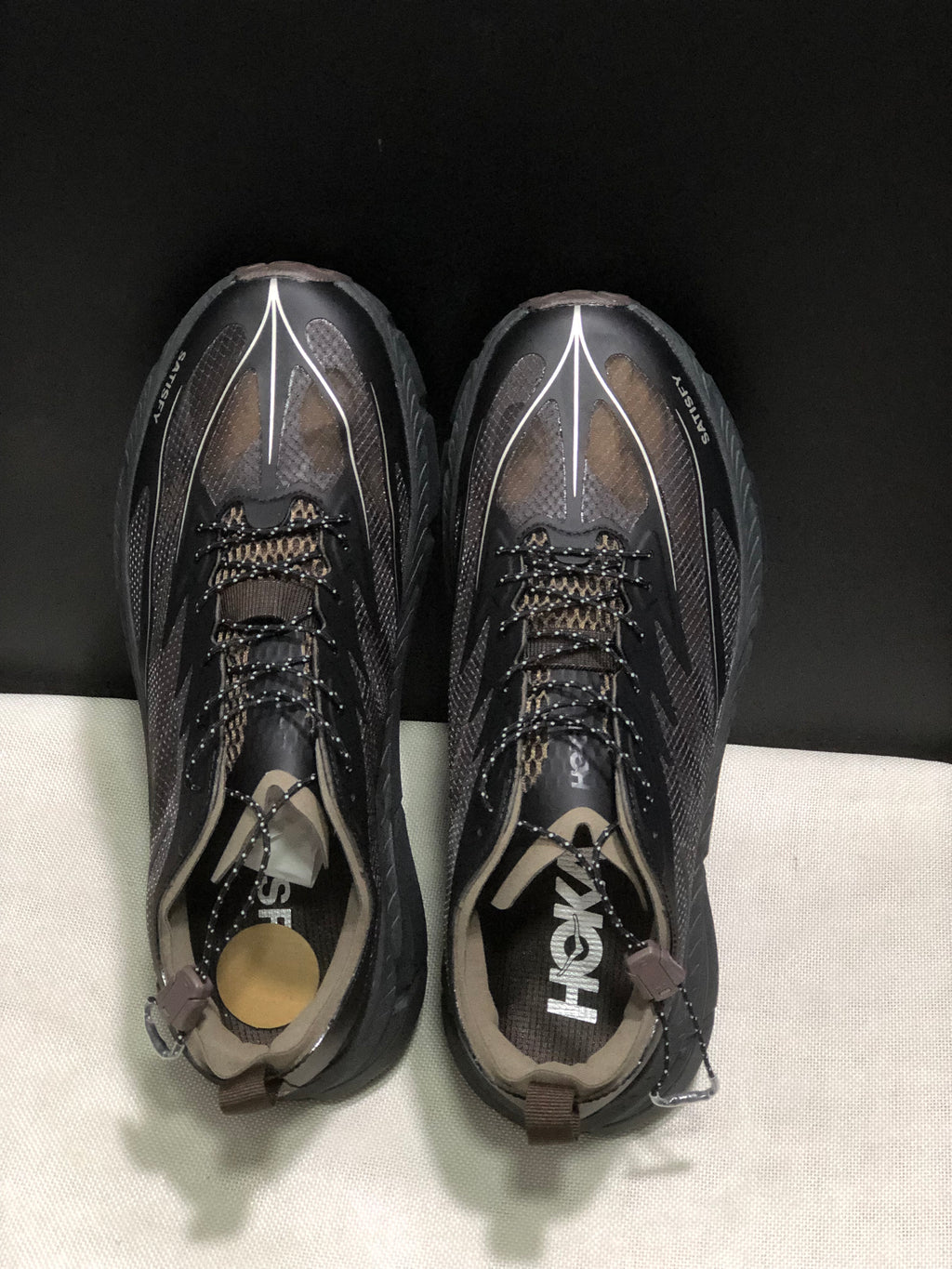 Hoka One One Satisfy x Mafate Speed 4 Breathable Fashion Running Shoes Sneakers Black