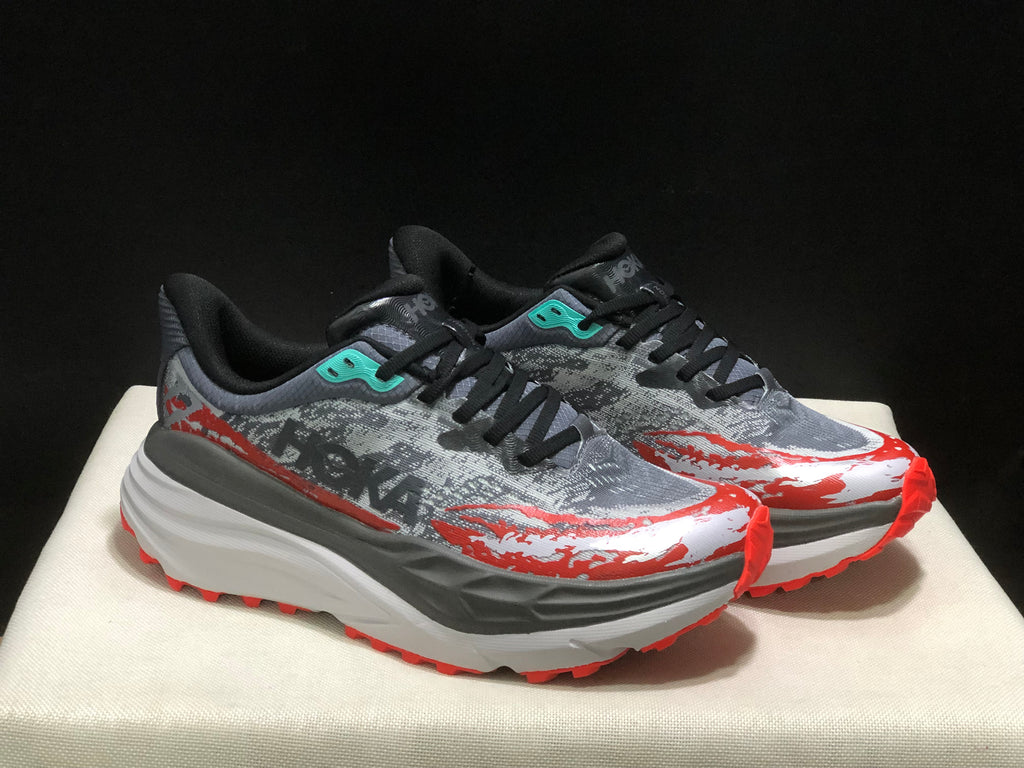 Hoka One One Stinson 7 Comfortable Anti-slip Outdoor Running Shoes Sneakers Gray/Red