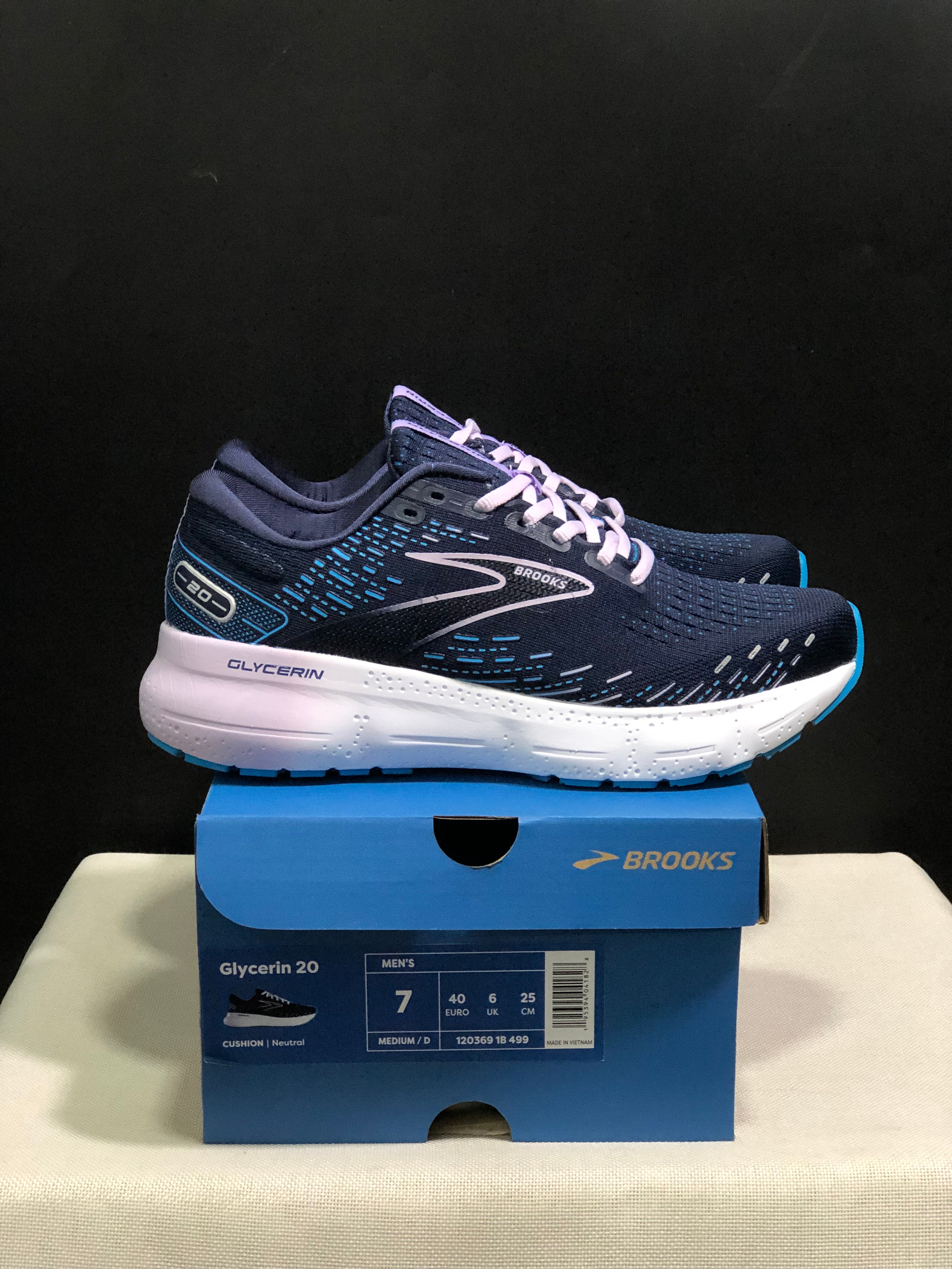 Brooks Glycerin GTS 20 Shock-absorbing Wear-resistant Running Shoes Dark Blue