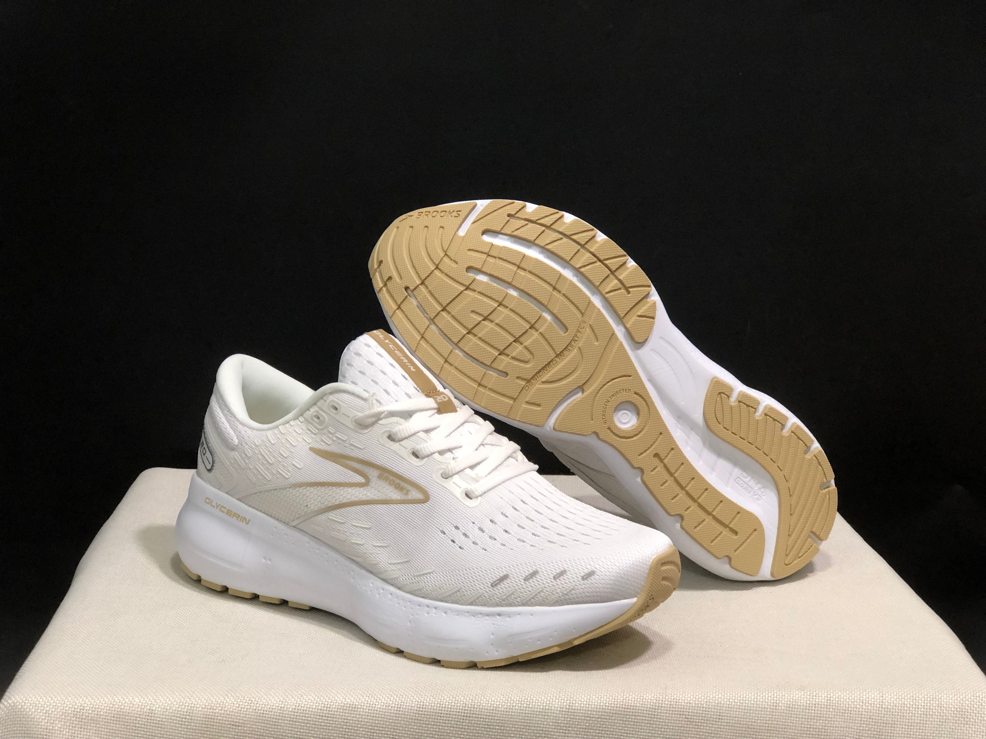 Brooks Glycerin GTS 20 Shock-absorbing Wear-resistant Running Shoes White