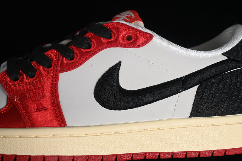 Trophy Room Nike Air Jordan 1 Low OG Away Sail Black Varsity Red Muslin Sneakers