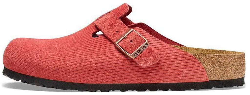 Birkenstock Boston Sienna Red Suede Embossed Narrow Fit 1026167 Fashion Slippers
