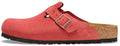 Birkenstock Boston Sienna Red Suede Embossed Narrow Fit 1026167 Fashion Slippers