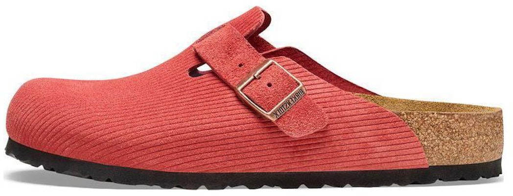 Birkenstock Boston Sienna Red Suede Embossed Narrow Fit 1026167 Fashion Slippers
