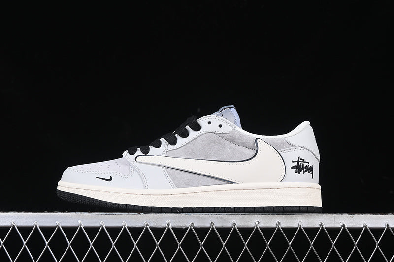 Travis Scott Fragment Design Nike Air Jordan 1 Low OG SP White Grey Black Sole Sneakers