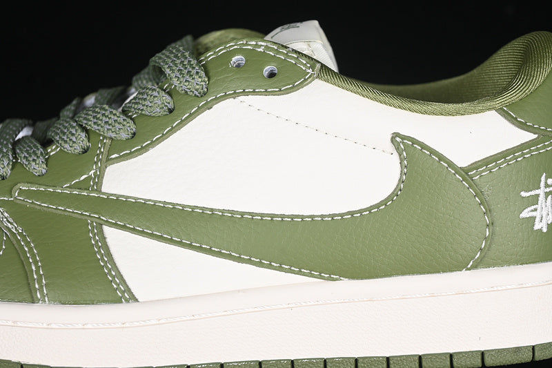 Travis Scott Fragment Design Nike Air Jordan 1 Low OG SP White Green Sneakers
