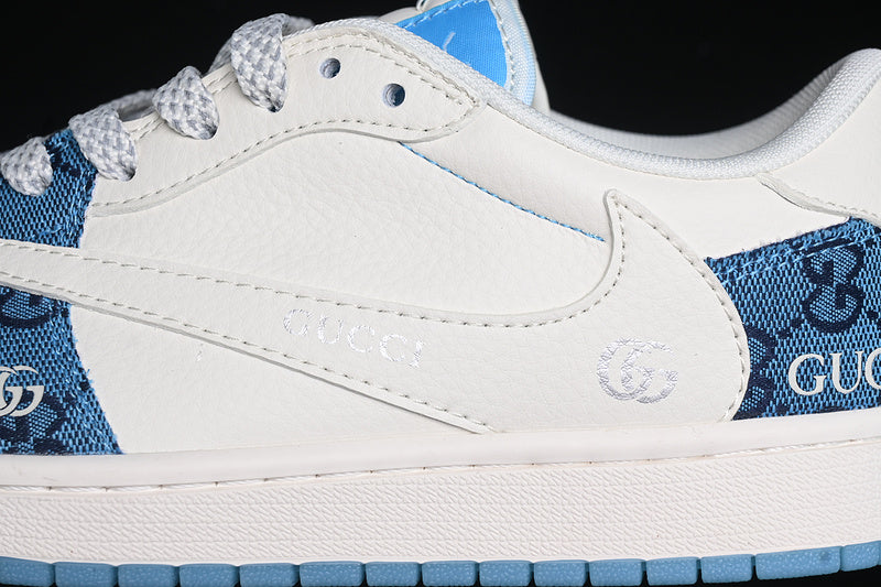Travis Scott Fragment Design Nike Air Jordan 1 Low Gucci OG SP Blue White Sneakers