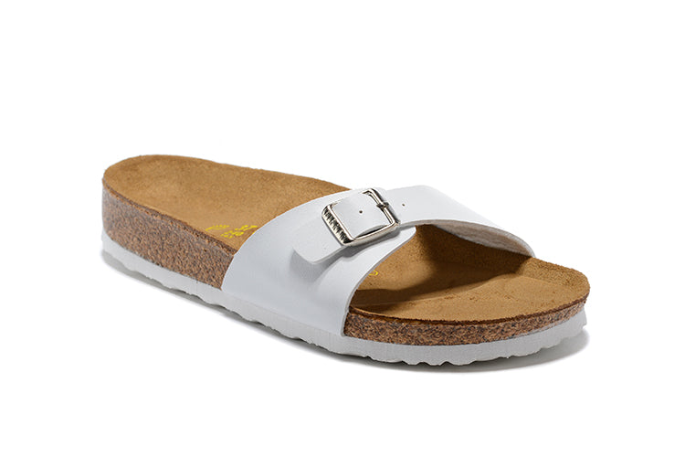 Birkenstock Madrid White Single-Snap Comfort Leather Sandals