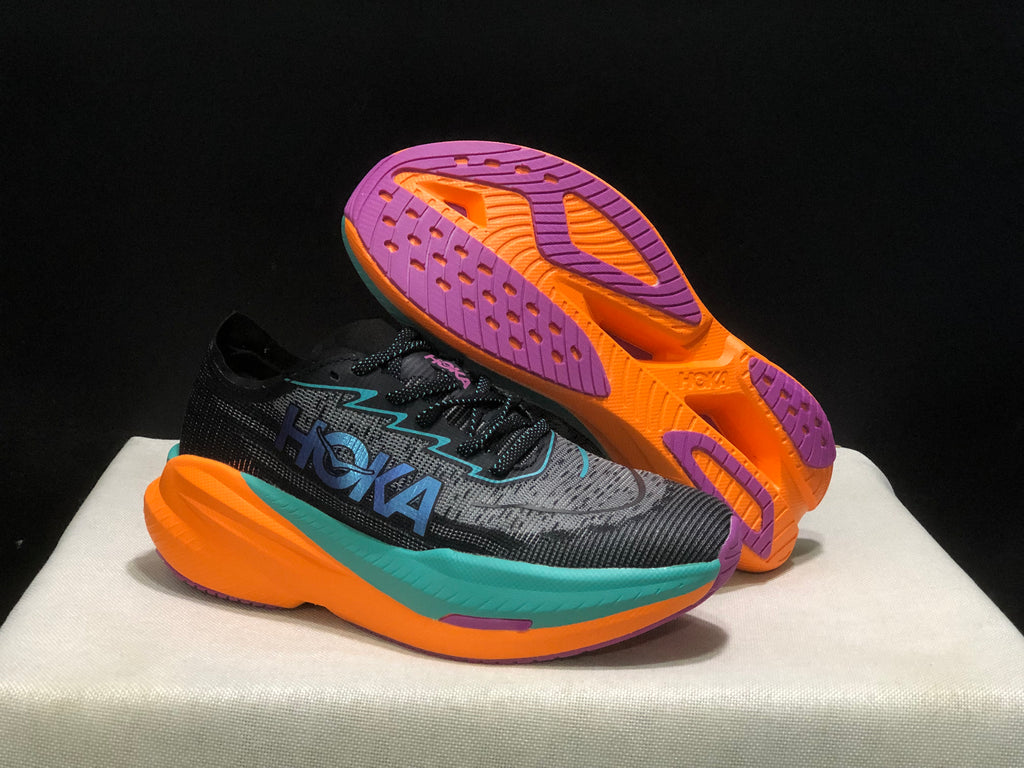 Hoka One One Mach X 2 Anti-slip Low-top Running Shoes Black/Green/Orange