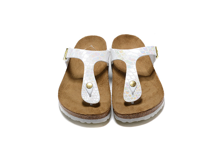 Birkenstock Gizeh Multicolor Reflection White Snakeskin Flip Flops Leather Sandals