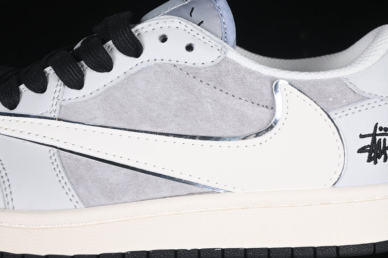 Travis Scott Fragment Design Nike Air Jordan 1 Low OG SP White Grey Black Sole Sneakers