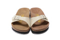 Birkenstock Madrid Cream Single Strap Slide Leather Sandals