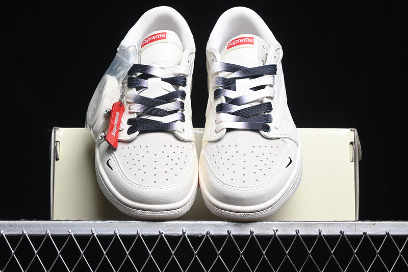 Travis Scott Fragment Design Nike Air Jordan 1 Low Supreme OG SP White Sneakers
