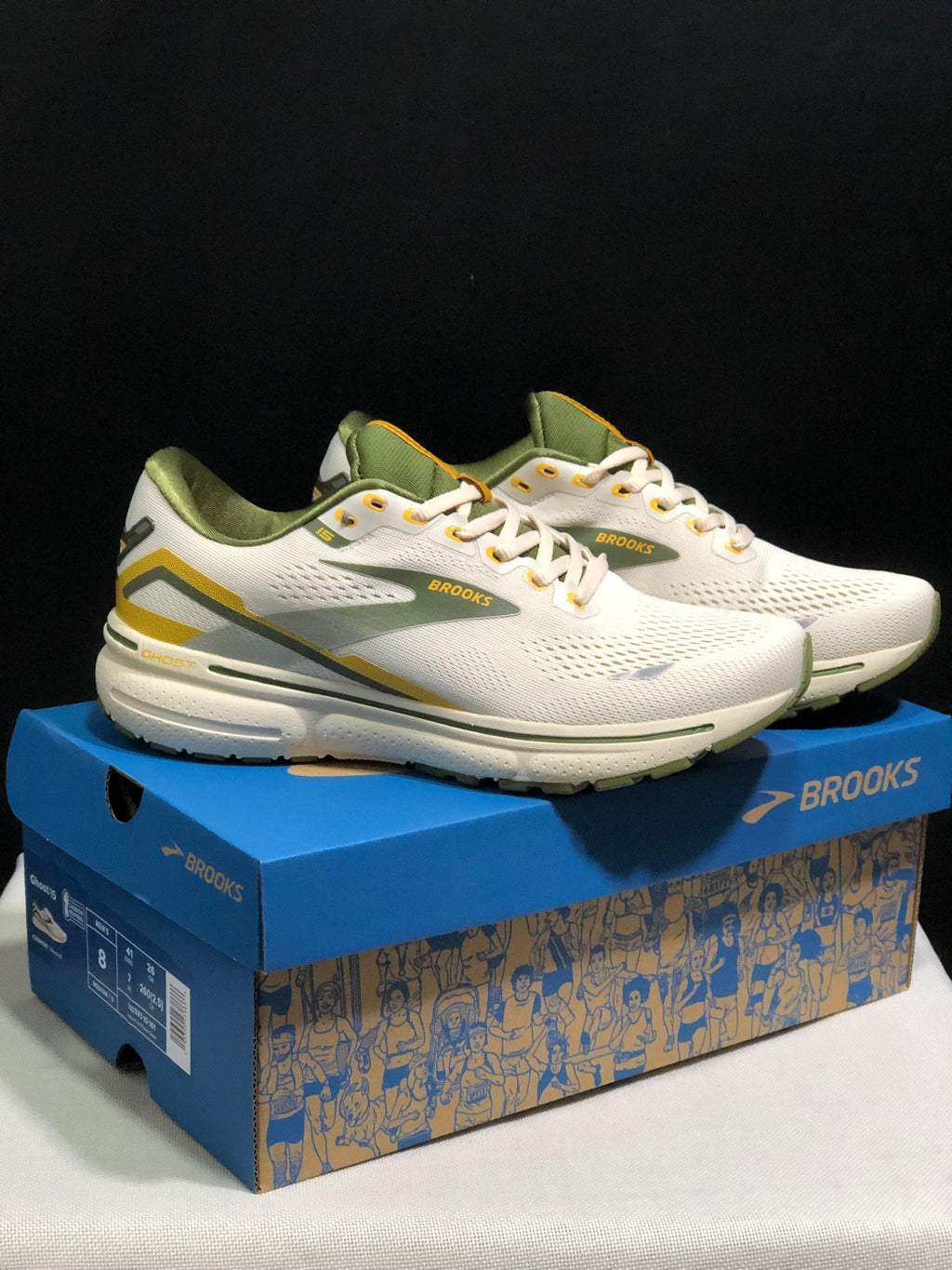 Brooks Ghost 15 Shock-absorbing Wear-resistant Low-top Running Shoes Yellow Cauliflower Green