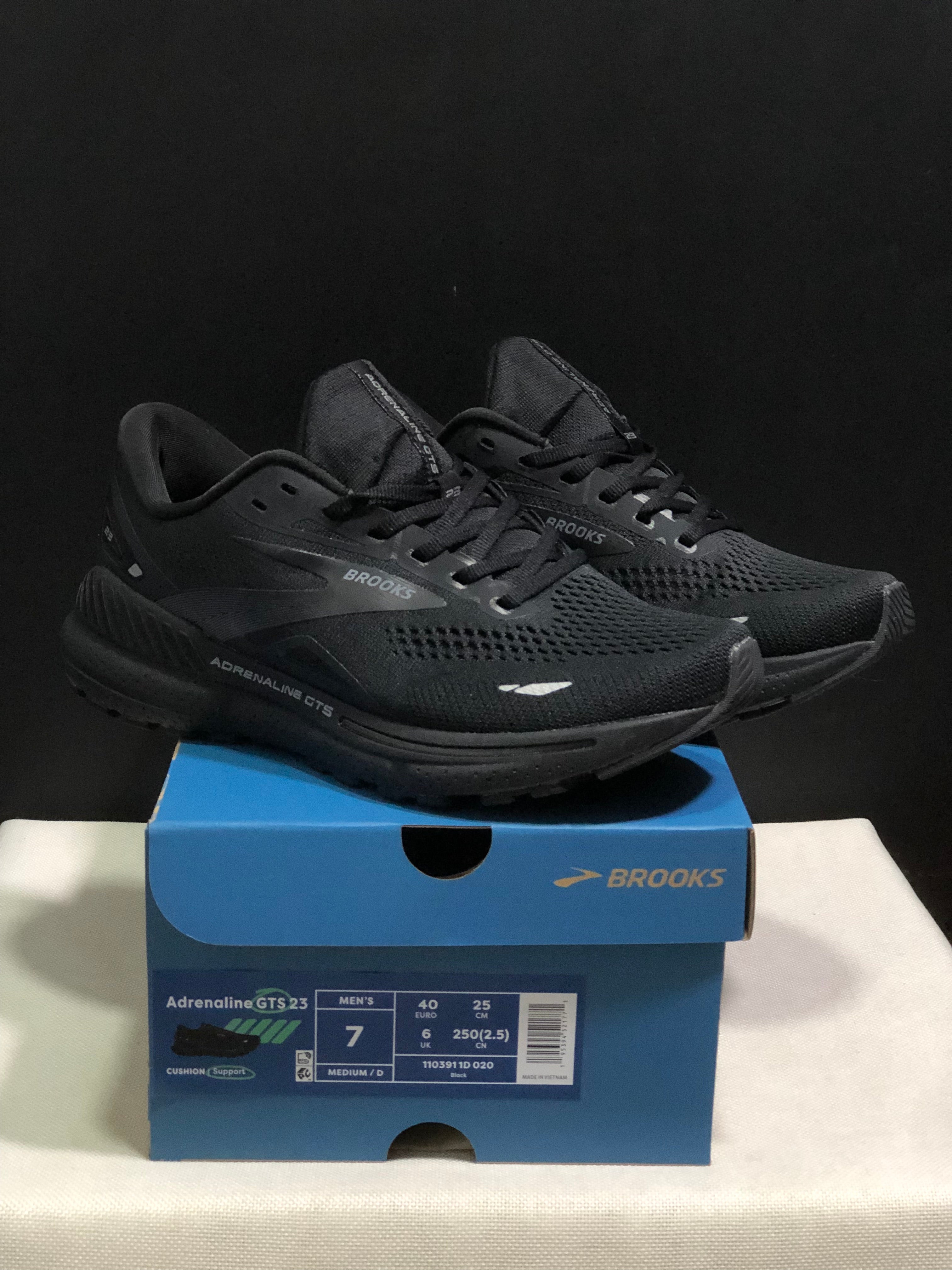 Brooks Adrenaline GTS 23 Shock-absorbing Wear-resistant Low-top Running Shoes Black