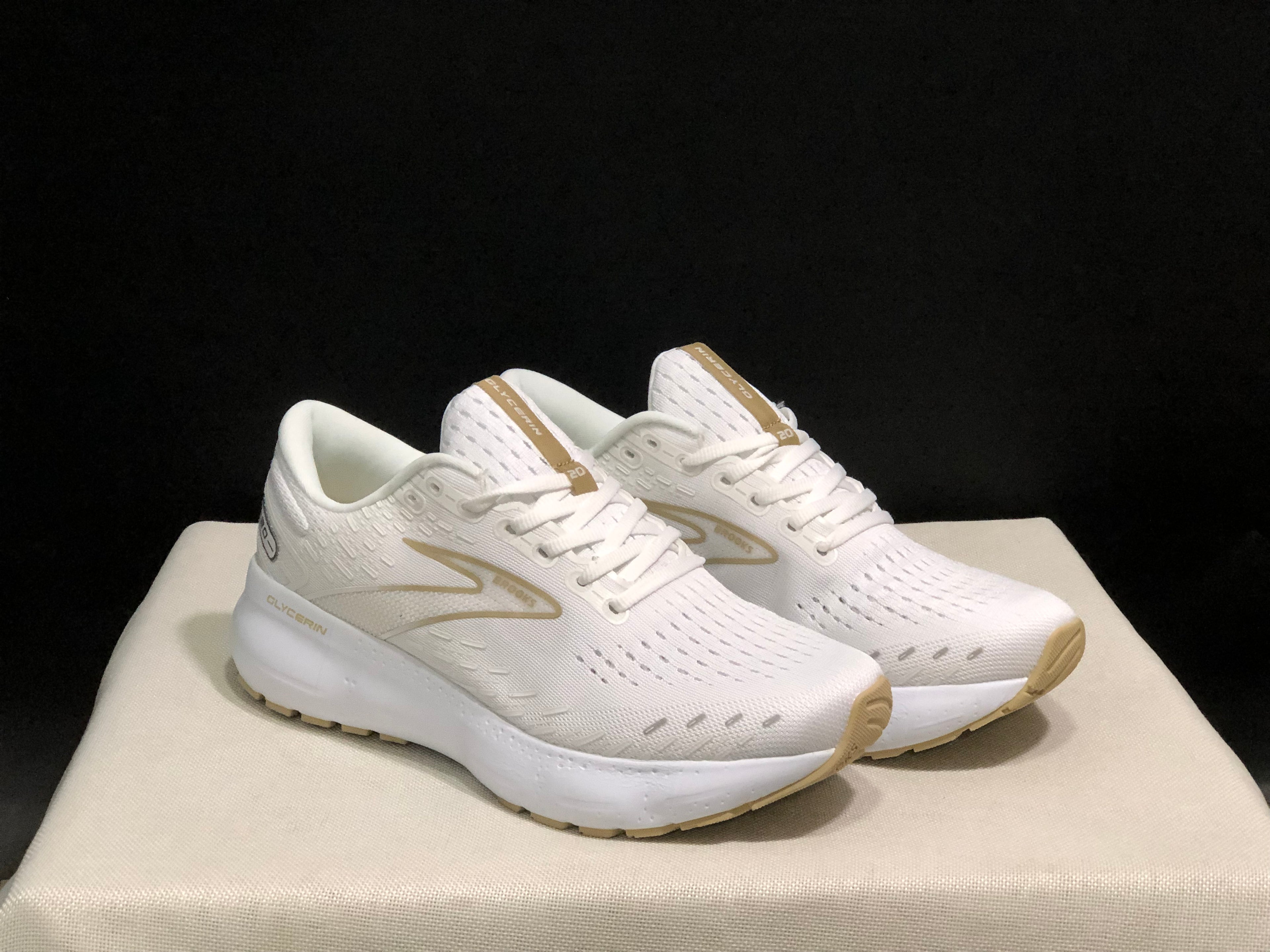 Brooks Glycerin GTS 20 Shock-absorbing Wear-resistant Running Shoes White