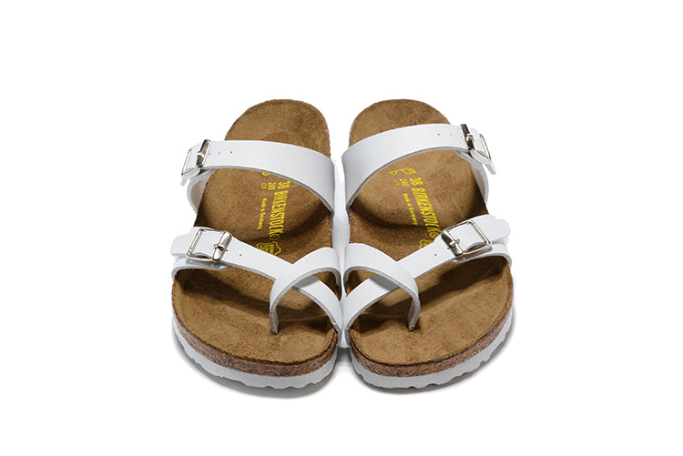 Birkenstock Madrid White Single-Snap Comfort Toe-Loop Leather Sandals