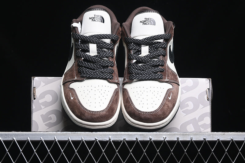 Travis Scott Fragment Design Nike Air Jordan 1 Low The North Face White Black Brown Sneakers