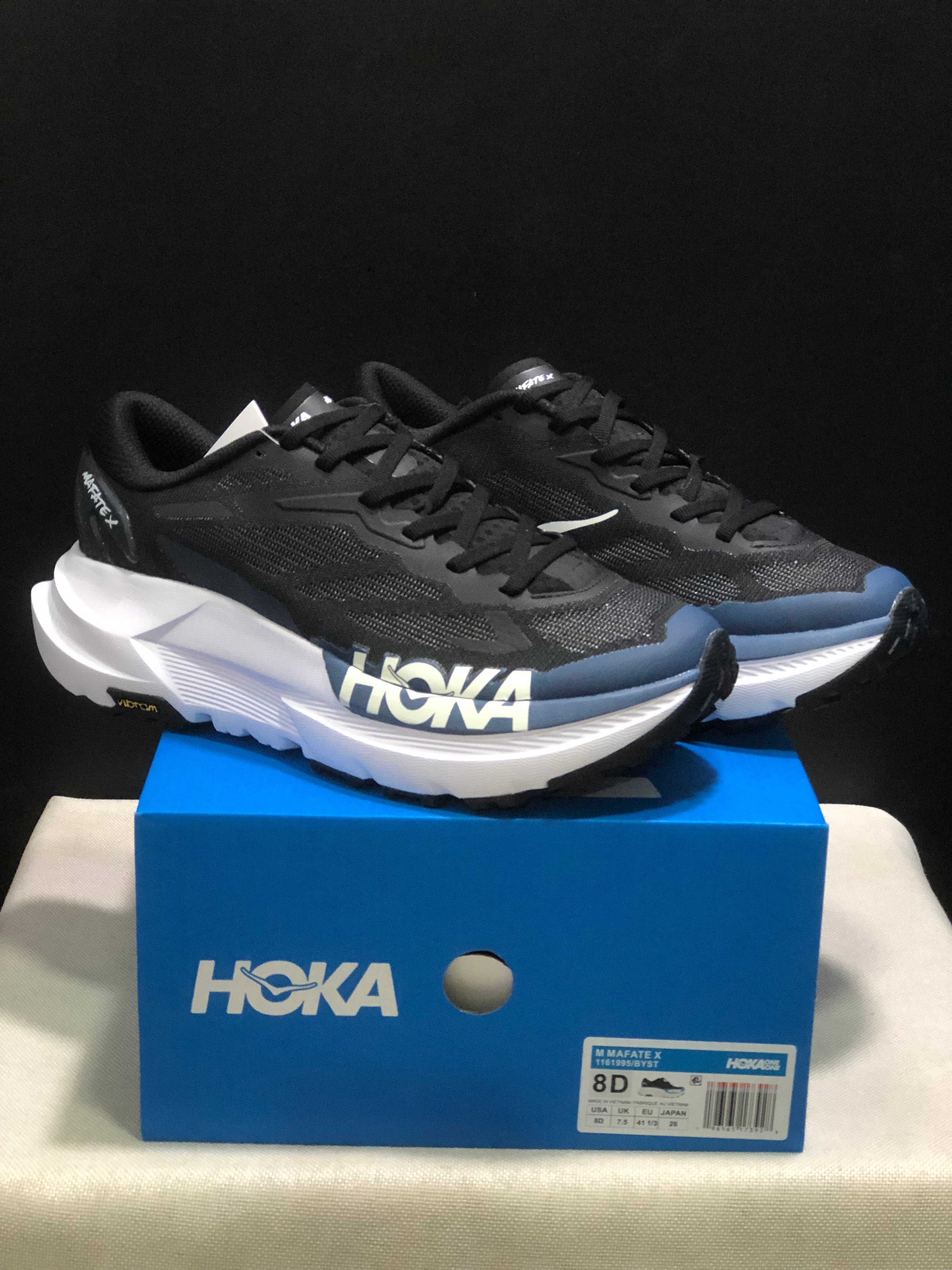 Hoka One One Mafate X Lightweight Fashion Running Shoes Sneakers Black/White