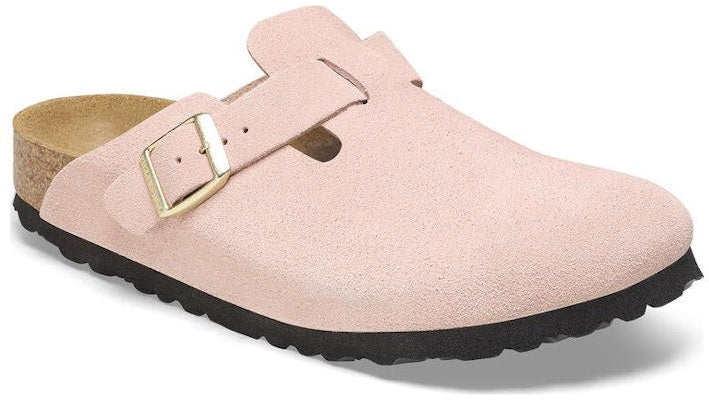 Birkenstock Boston Light Rose Pink Suede Leather Narrow Fit 1026171 Fashion Slippers