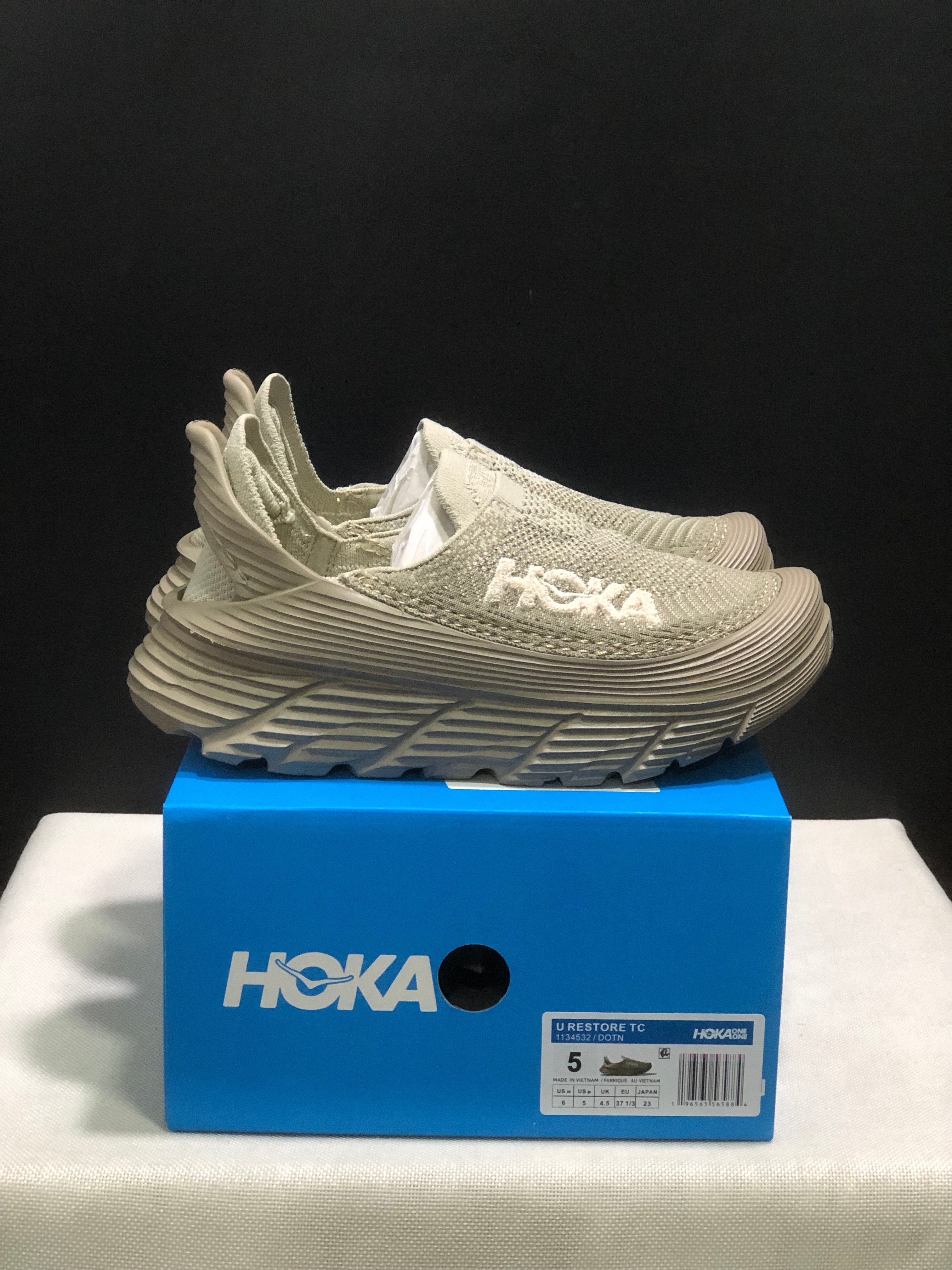 Hoka One One Restore TC Elastic Comfortable Low-top Running Shoes Sneakers Beige