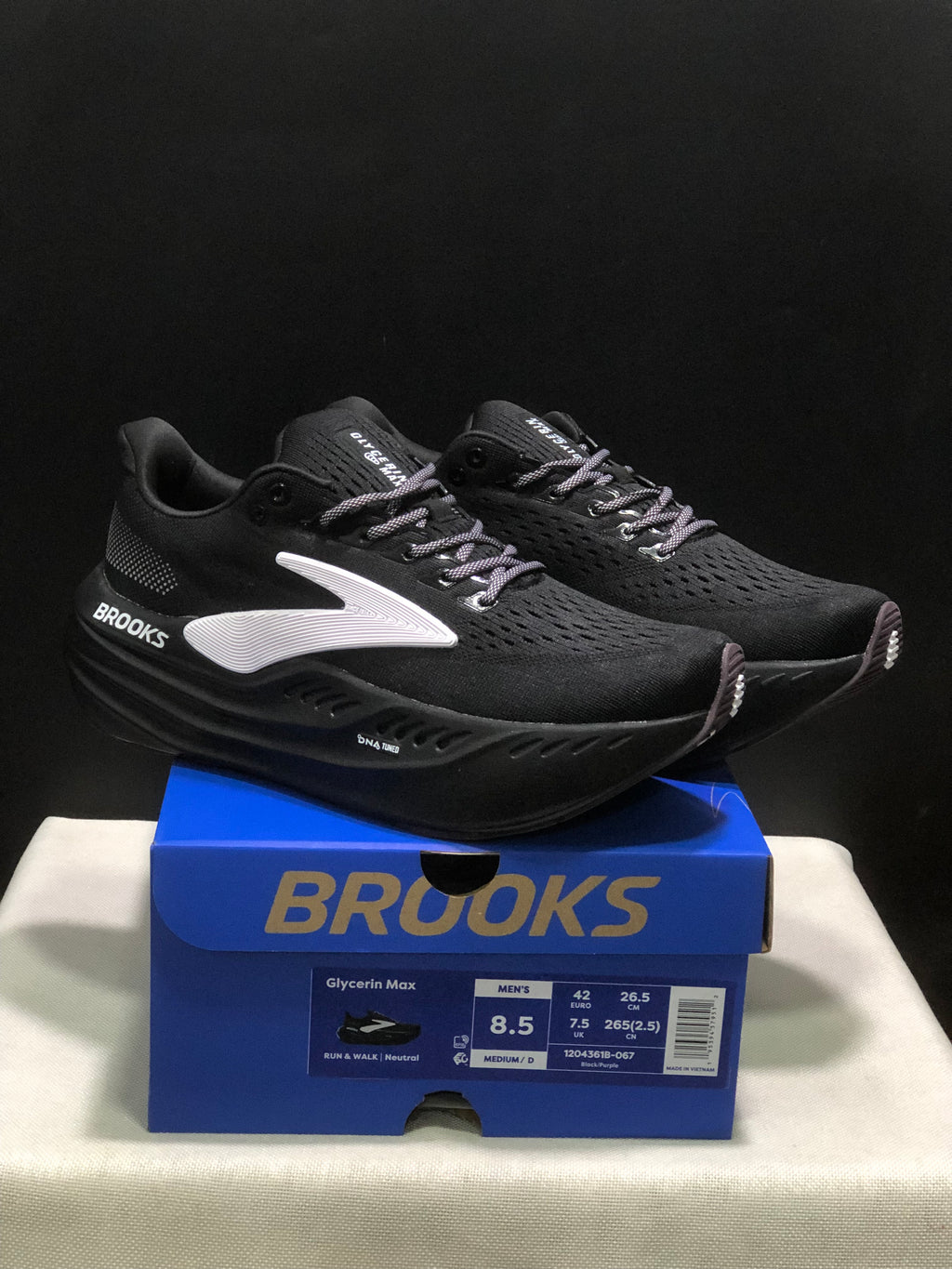Brooks Glycerin Max Comfortable Low-top Running Shoes Black/Purple