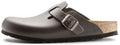 Birkenstock Boston Leather 0060101 Dark Brown Covered-Toe Slippers