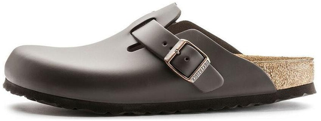 Birkenstock Boston Leather 0060101 Dark Brown Covered-Toe Slippers