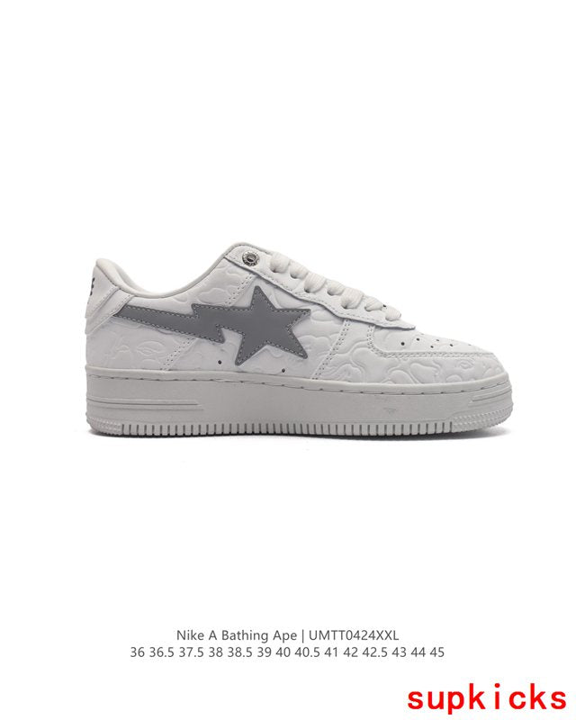 A Bathing Ape Bape Sta Sk8 White And Gray Embossed