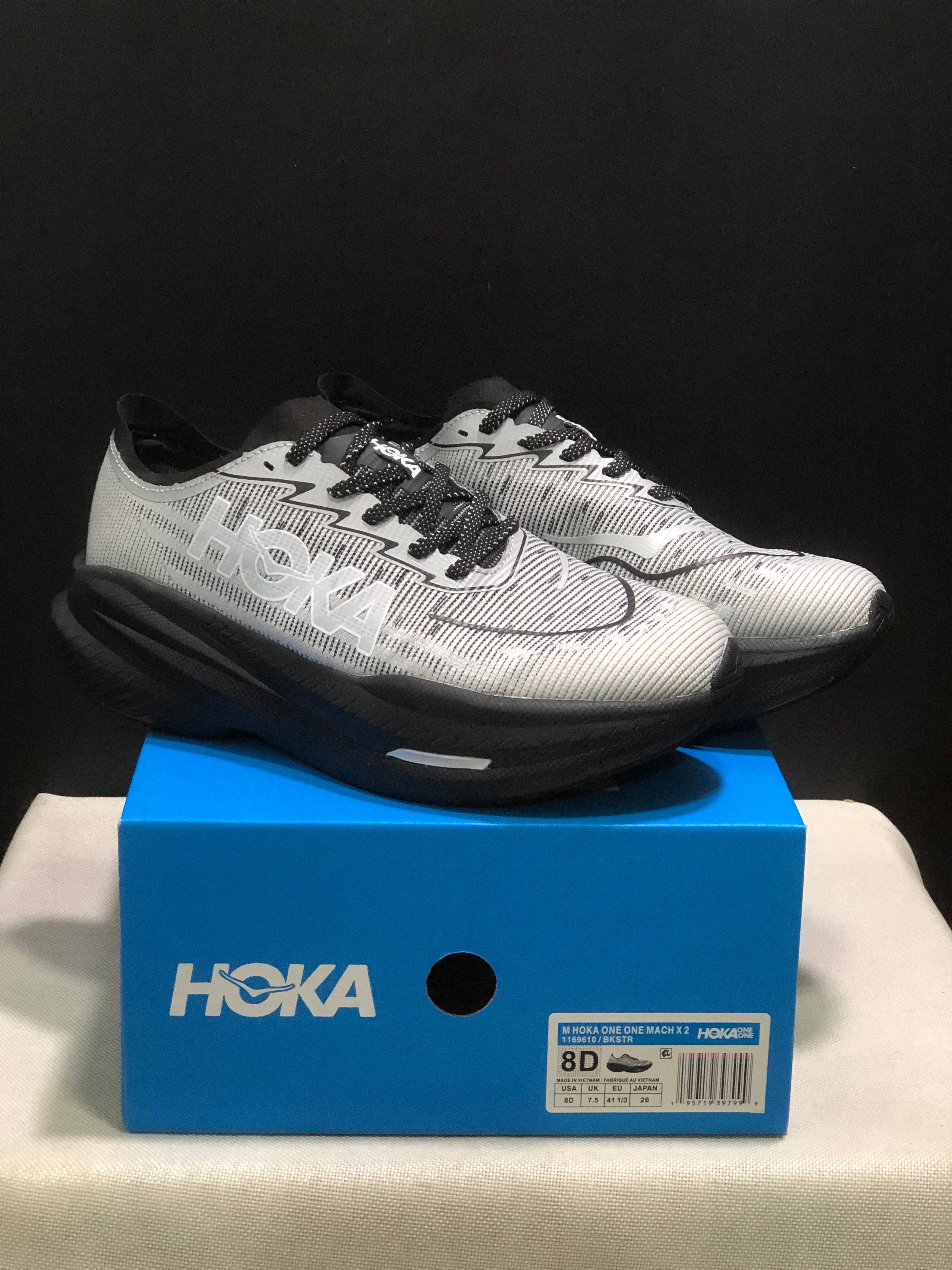 Hoka One One Mach X 2 Anti-slip Low-top Running Shoes Grey/Black