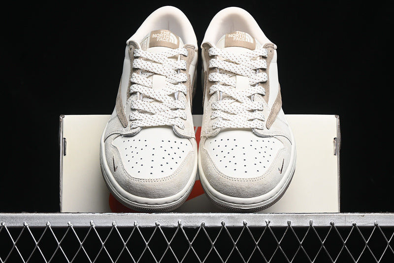 Travis Scott Fragment Design Nike Air Jordan 1 Low OG SP Light Brown Sole White Sneakers