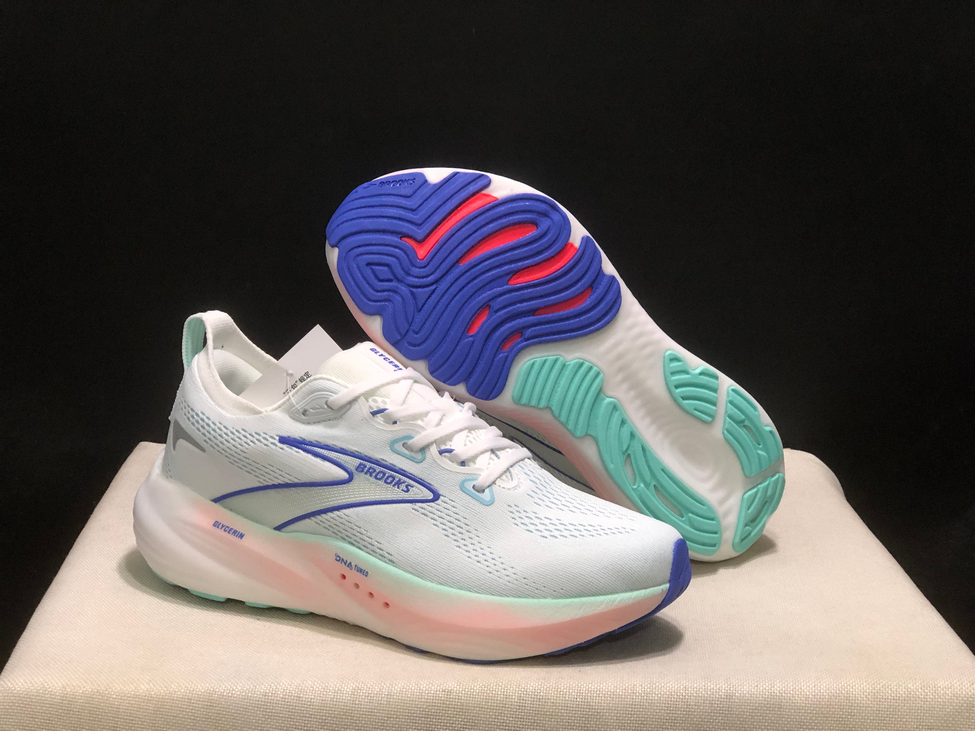 Brooks Glycerin 22 Comfortable Running Shoes Co Branded/White/Blue