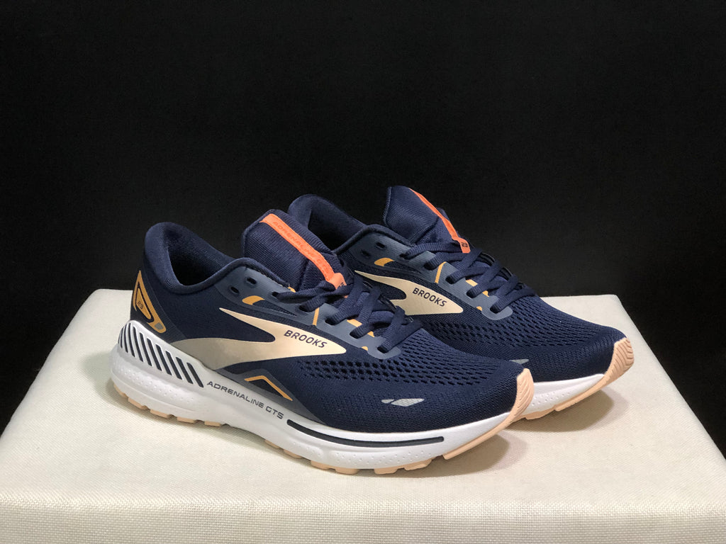 Brooks Adrenaline GTS 23 Shock-absorbing Wear-resistant Low-top Running Shoes Dark Blue/Light Orange