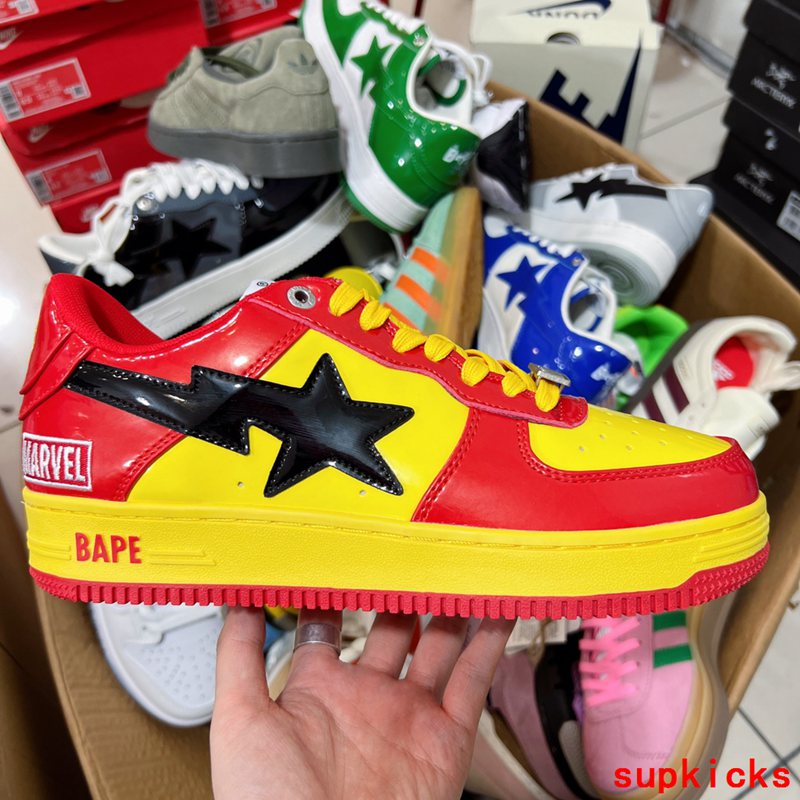 A Bathing Ape Bape Sta Marvel Comics Red Yellow Patent Leather