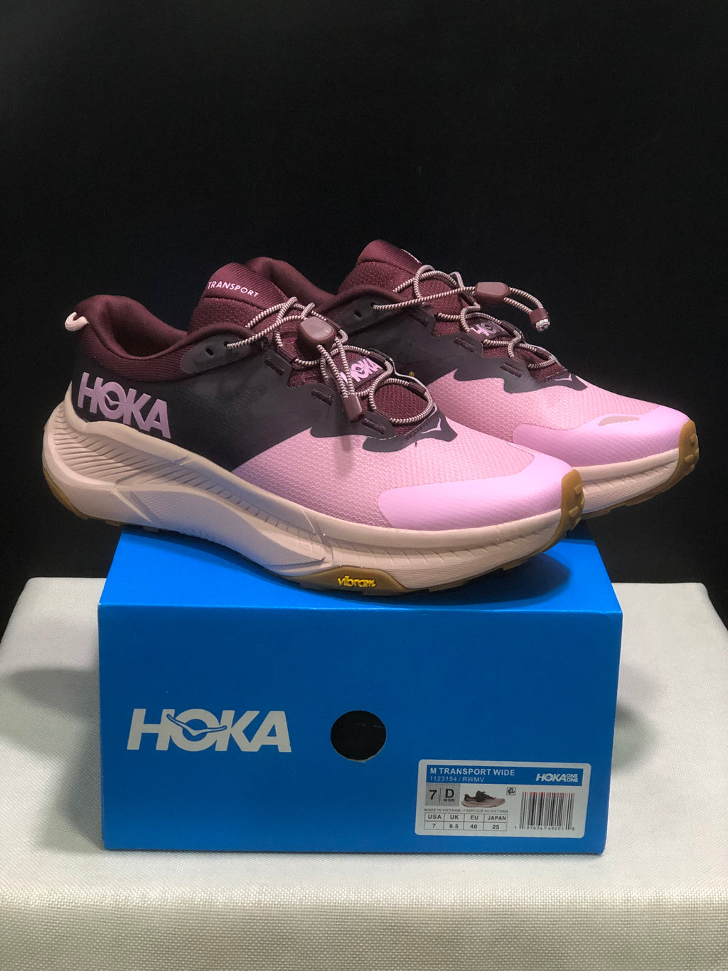 Hoka One One Transport Drawstring Low-top Running Shoes Sneakers Pink