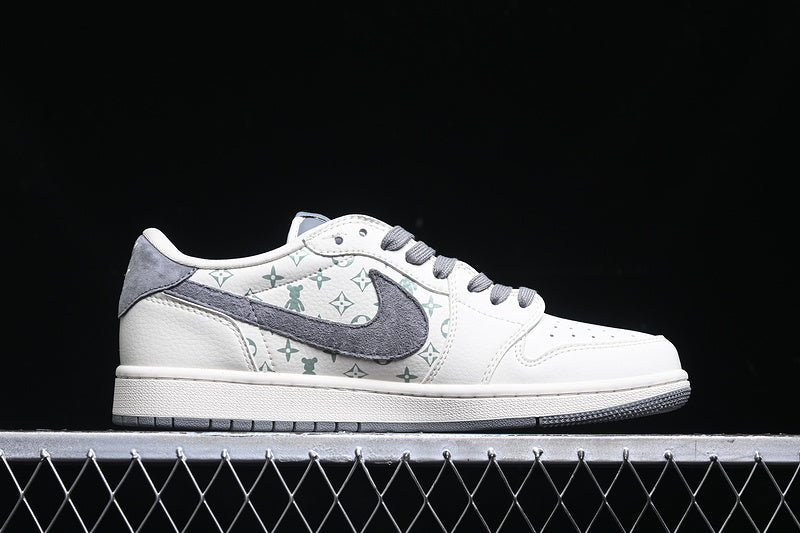Travis Scott Fragment Design Nike Air Jordan 1 Low Gloomy Bear OG SP Grey White Sneakers